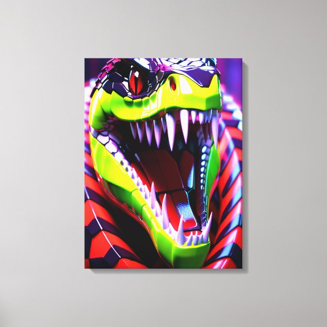 Cobra snake withlime green lips and pink eye brow canvas print (Front)