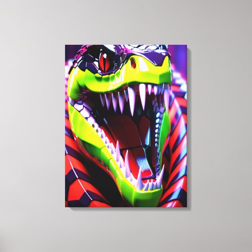 Cobra snake withlime green lips and pink eye brow canvas print