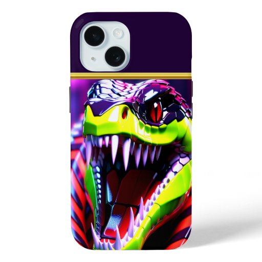 Cobra snake withlime green lips and pink eye brow iPhone 15 case