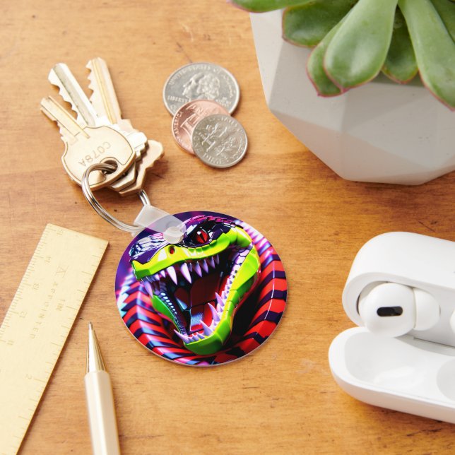 Cobra snake withlime green lips and pink eye brow keychain (Desk)