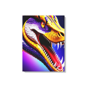 Cobra vibrant red purple white and yellow scales  canvas print