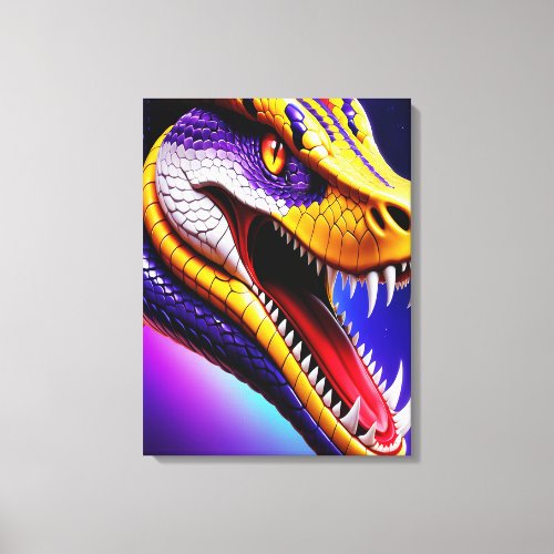 Cobra vibrant red purple white and yellow scales  canvas print