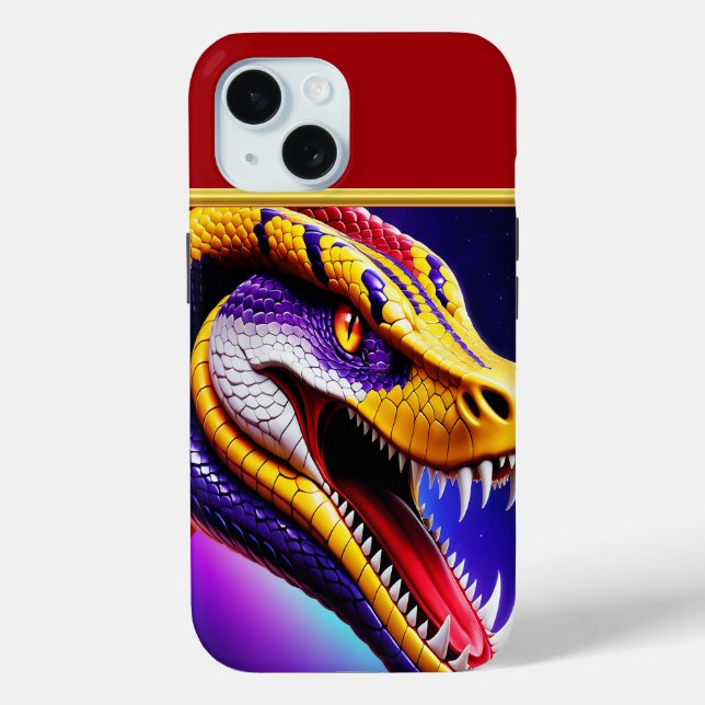 Cobra vibrant red purple white and yellow scales  Case-Mate iPhone case (Back)