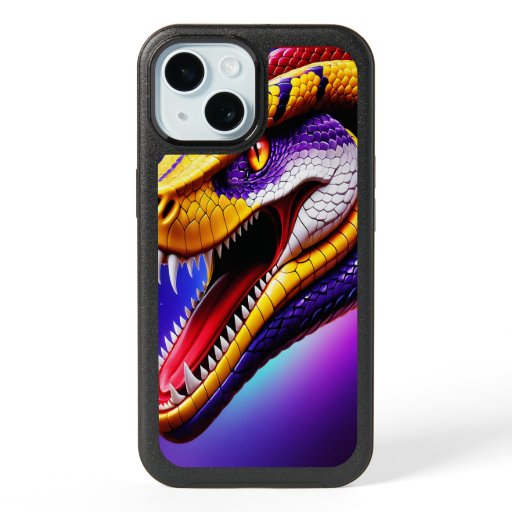 Cobra vibrant red purple white and yellow scales  iPhone 15 case