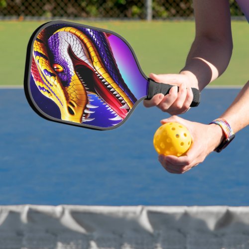 Cobra vibrant red purple white and yellow scales  pickleball paddle