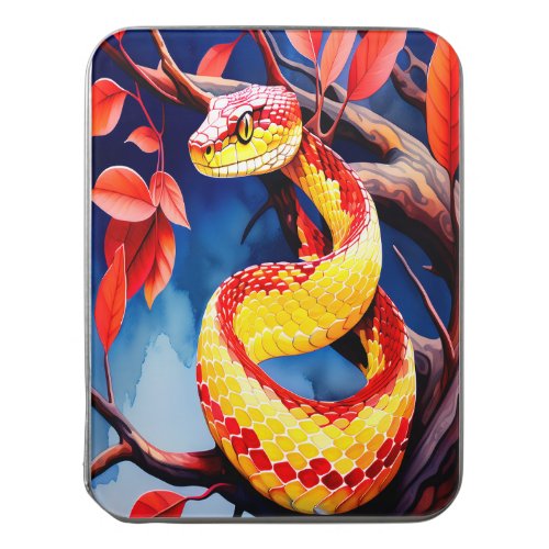 Cobra with vibrant red and yellow scales in tree jigsaw puzzle