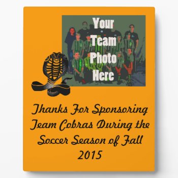 Cobras Team Sports Plaque For Sponsors & Awards - by floppypoppygifts at Zazzle