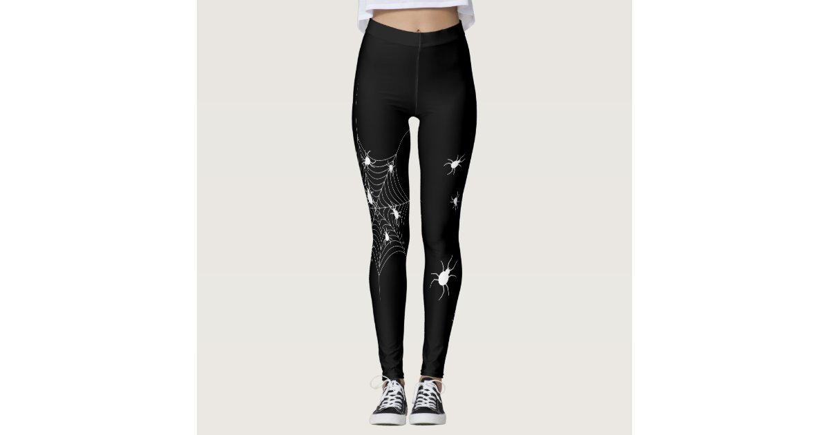 Scary Halloween Costume Black Widow Spider Web Leggings