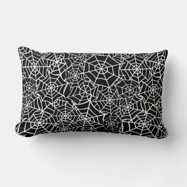 Cobweb Black Background Lumbar Pillow (Front)