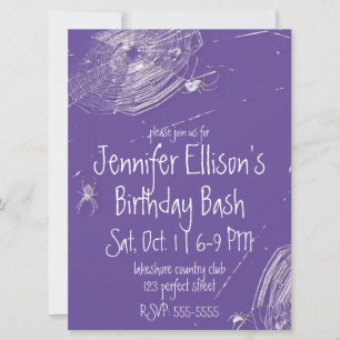 Cobwebs and White Spiders Birthday Invitation