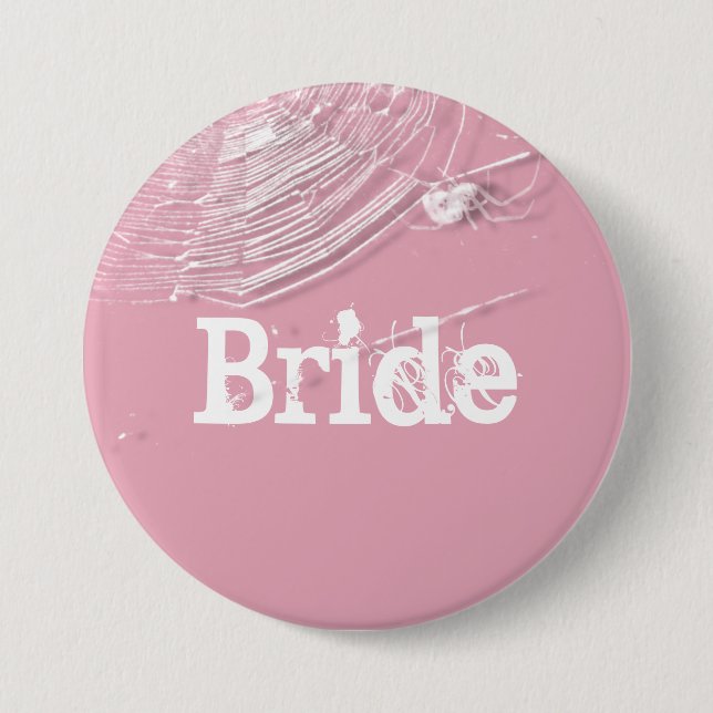 Cobwebs and White Spiders Bride Button (Front)