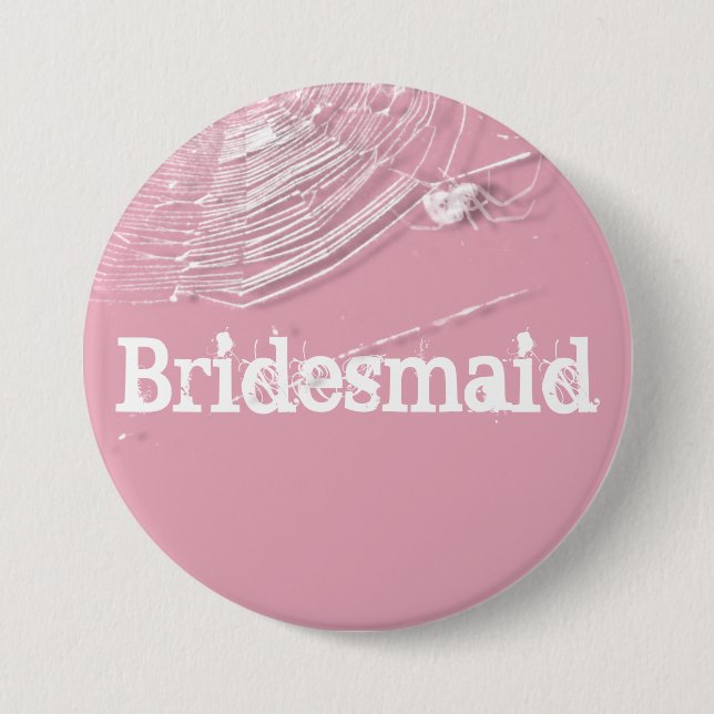 Cobwebs and White Spiders Bridesmaid Button (Front)
