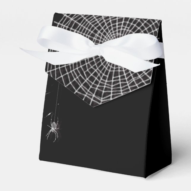 Cobwebs and White Spiders Favor Boxes (Front Side)
