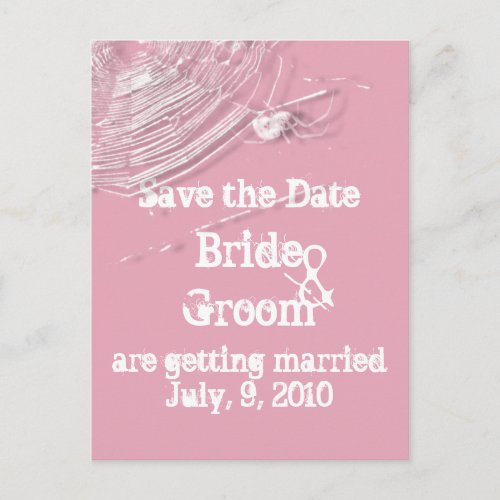 Cobwebs and White Spiders Save the Date Postcard