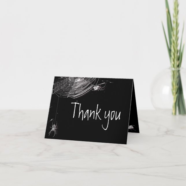 Cobwebs and White Spiders Thank You Note Card (Front)