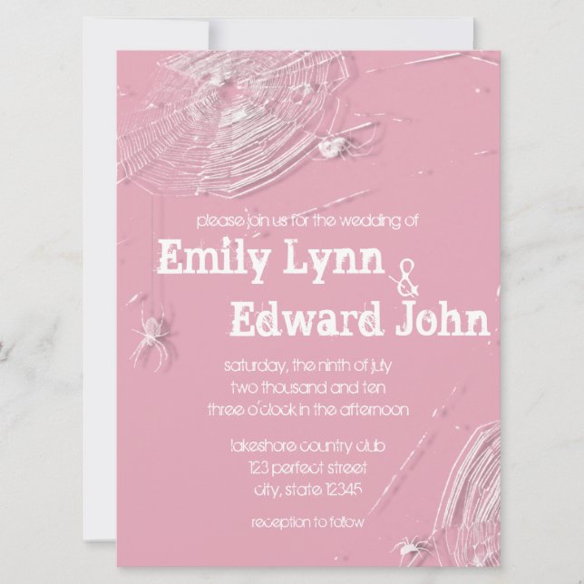 Cobwebs and White Spiders Wedding Invitation (Front)