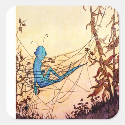 âœCobwebs are Fairy Hammocksâ by Marjorie Miller Square Sticker