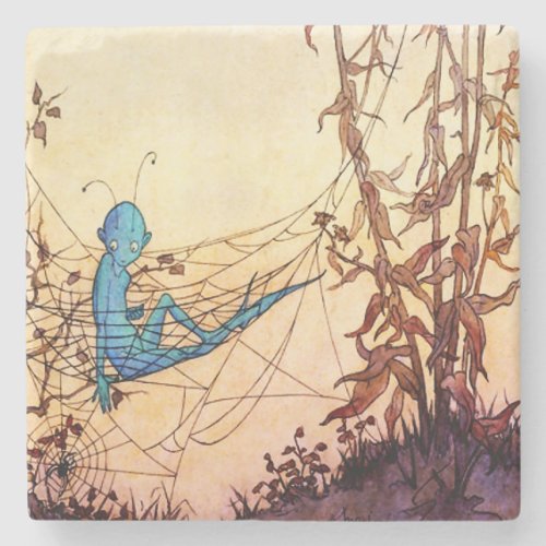Cobwebs are Fairy Hammocks by Marjorie Miller Stone Coaster