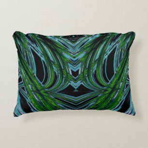 ~ COBWEBS Blue Green Black Fractal ~ Original ~  Accent Pillow