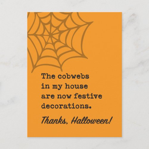 Cobwebs in House are Halloween Decoration Joke Postcard