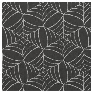 Cobwebs On Black Fun Creepy Frightening Halloween Fabric