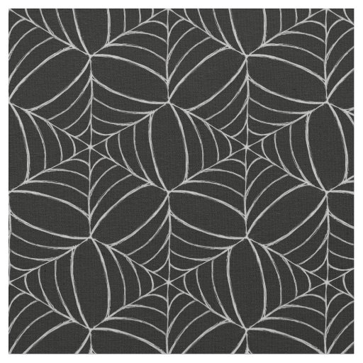 Cobwebs On Black Fun Creepy Frightening Halloween Fabric