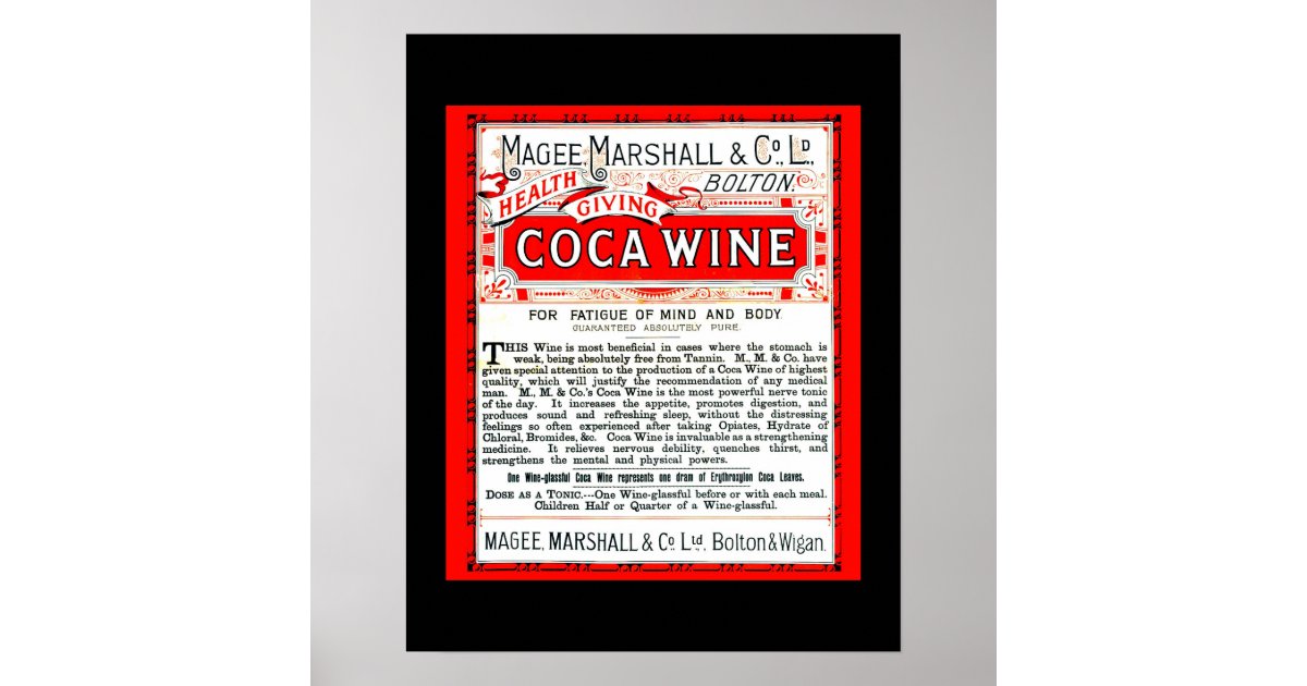 Coca Wine Vintage Remedy Copy Of 1800 S Ad Poster Zazzle Com