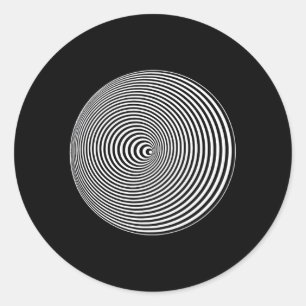 Cocentric Black White Circles Optical Illusion Tri Classic Round Sticker