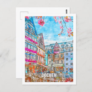 Cochem Germany Travel Place Watercolor Postcard