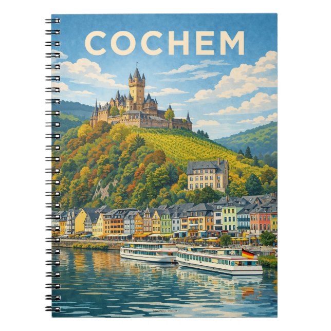 Cochem Germany Vintage Travel Art Notebook (Front)