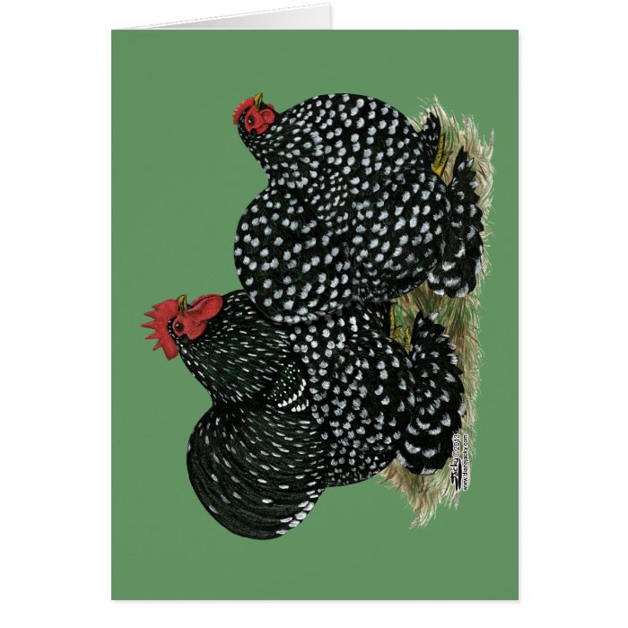 Cochin Mottled Chicken Pair Greeting Cards