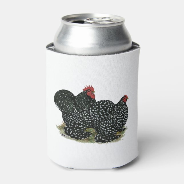 Cochin Mottled Chickens Can Cooler (Can Front)
