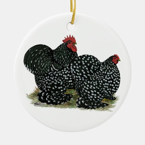 Cochin Mottled Chickens Ceramic Ornament