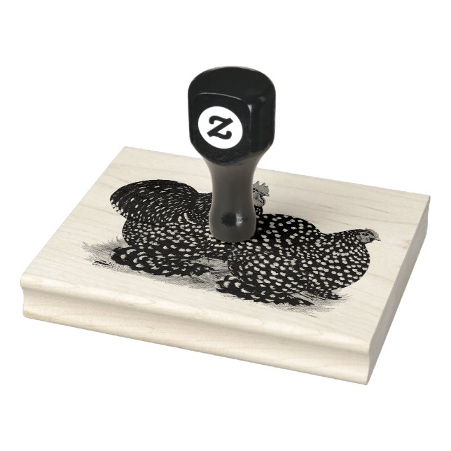 Cochin Mottled Chickens Rubber Stamp (Stamp)