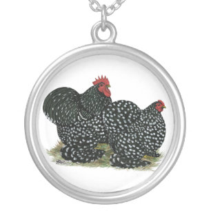 Cochin Mottled Chickens Silver Plated Necklace