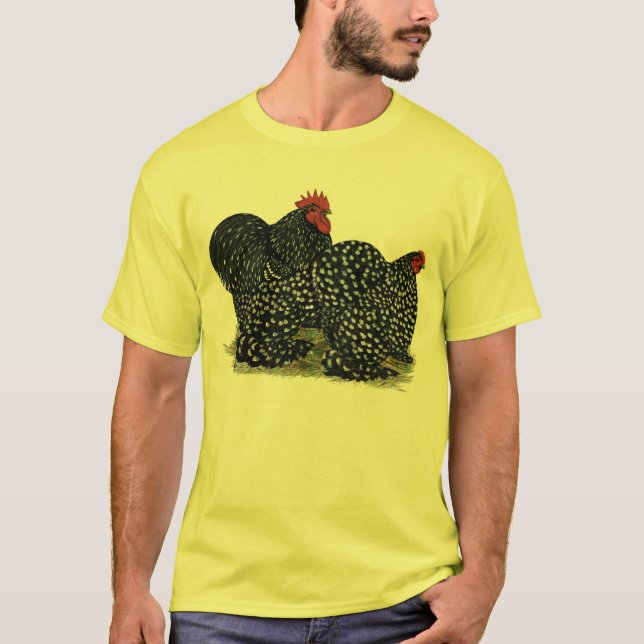 Cochin Mottled Chickens T-Shirt (Front)