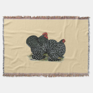 Cochin Mottled Chickens Throw Blanket