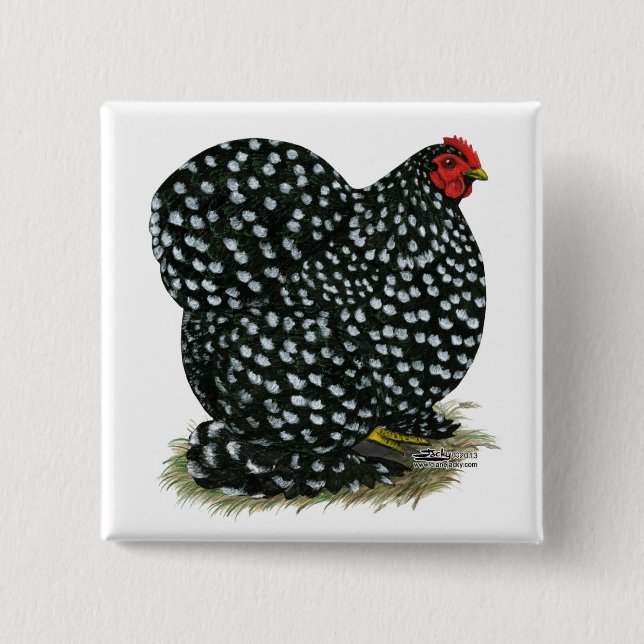 Cochin Mottled Hen Button (Front)