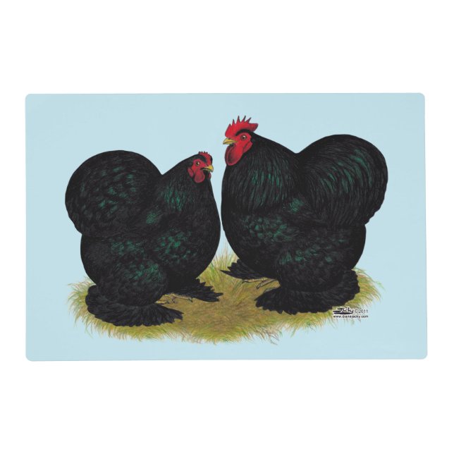 Cochins Black Bantam Pair Placemat (Front)