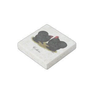 Cochins Black Bantam Pair Stone Magnet