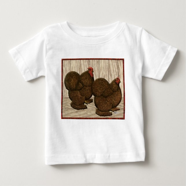 Cochins:  Textured Red Bantams Baby T-Shirt (Front)
