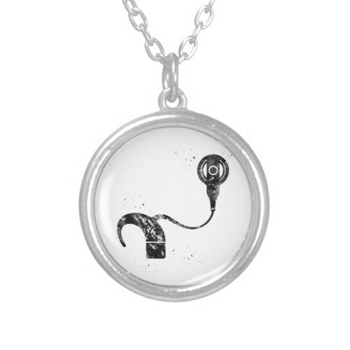 Cochlear implant silver plated necklace