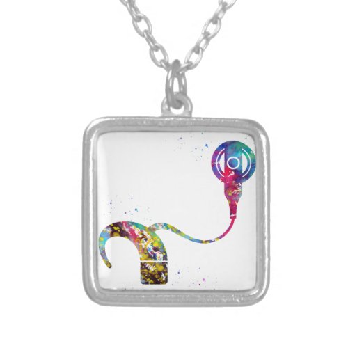 Cochlear implant silver plated necklace