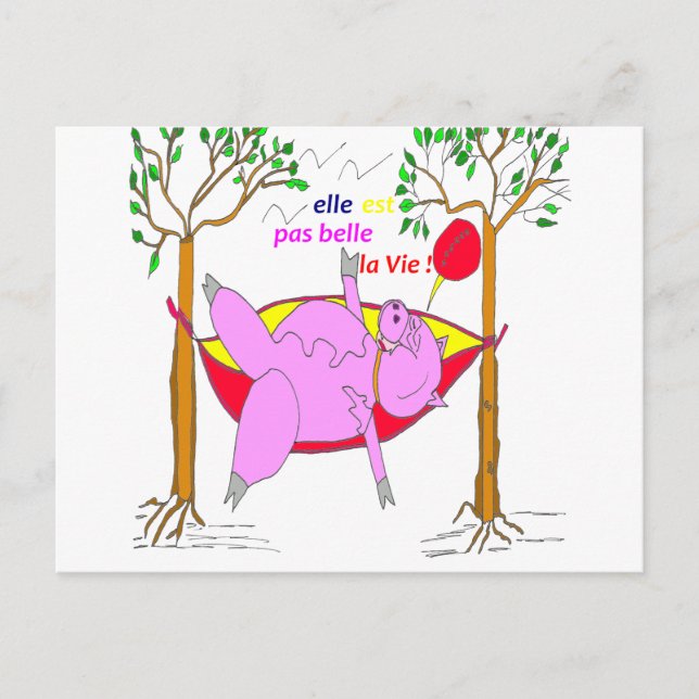 COCHON ELLE EST PAS BELLE LA VIE 1.PNG POSTCARD (Front)