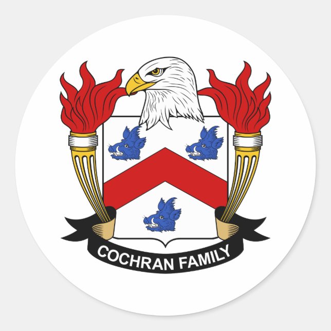 Cochran Family Crest Classic Round Sticker (Front)