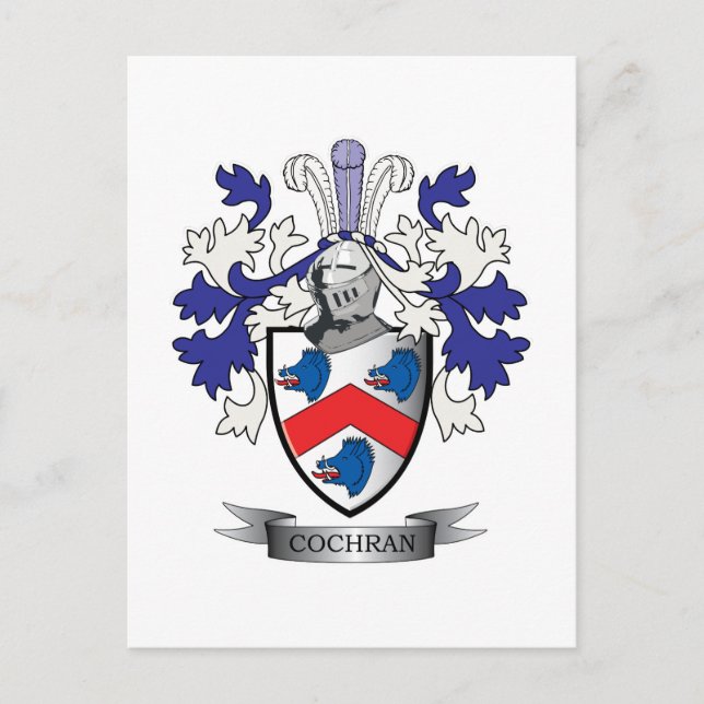 Cochran Family Crest Coat of Arms Postcard (Front)