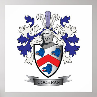 Cochran Family Crest Coat of Arms Poster