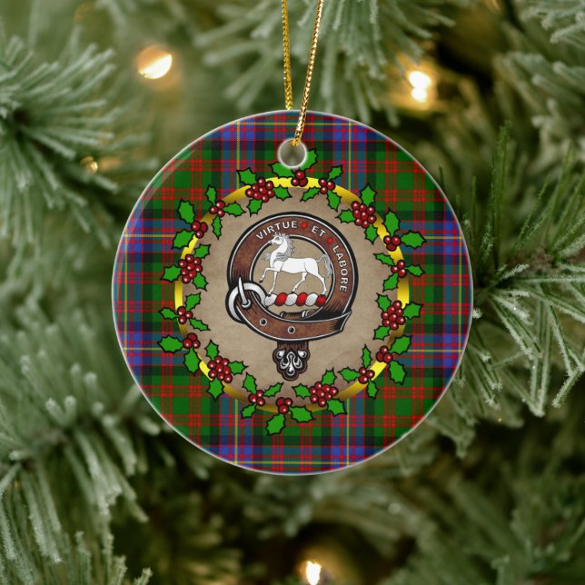 Cochrane Clan Badge & Tartan Personalized Xmas Ceramic Ornament (Tree)