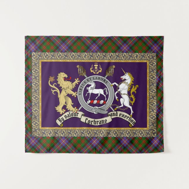 Cochrane Clan Badge & Tartan Tapestry (Front (Horizontal))