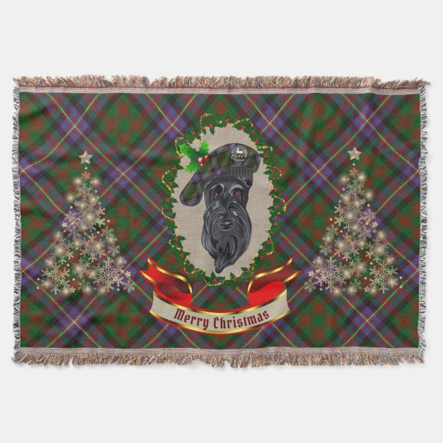 Cochrane Scottie Dog Christmas Throw Blanket (Front)